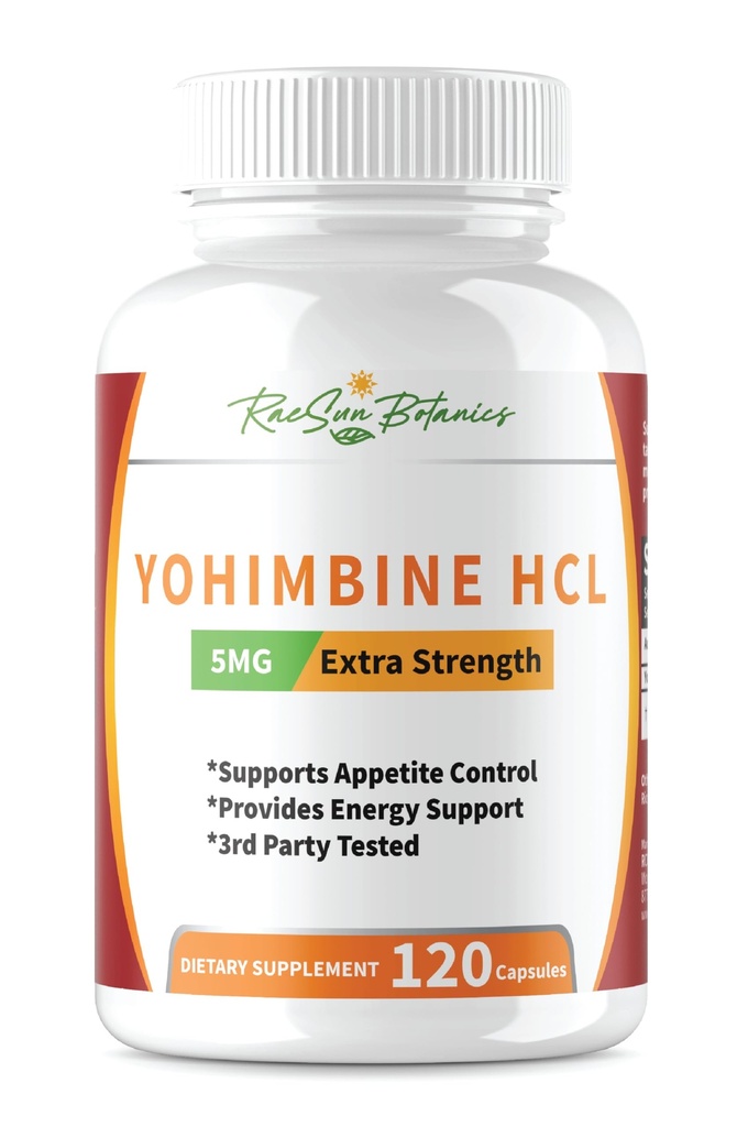 Yohimbin HCL Bark Extract Extra Strength Supplement 5mg x 120ct Kapsle Premium Fat Burner, Weight Loss, Appetite Control, Mužská podpora, Energie a další