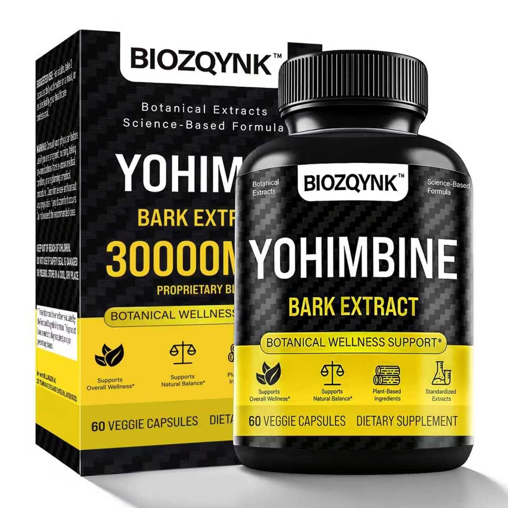 Botanická vitalita Formule - Yohimbe Extract + Muira Puama + Maca Root + Black Pepper & Zinek - Plant- Based Blend for Daily Wellness - 60 Vegan Kapsle