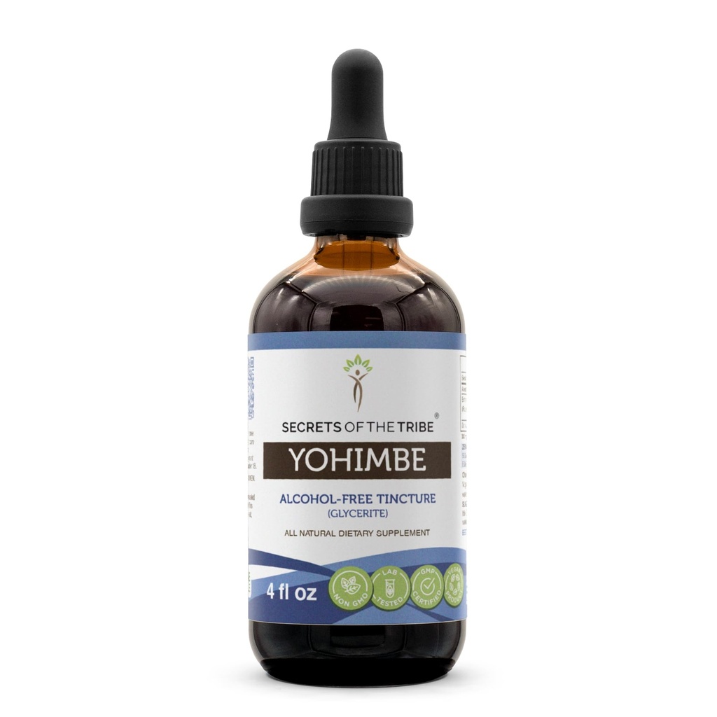 Tajemství kmene Yohimbe Alcohol- Free Liquid Extract, Wildcraft Pausinystalia yohimbe Sured Bark (4 FL OZ)