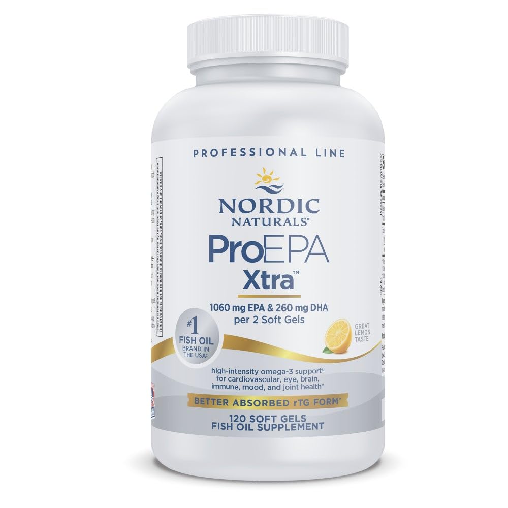 Nordic Naturals ProEPA Xtra, Lemon - 120 Soft Gels - 1640 mg Omega33 - Vysokofrekvenční vzorec EPA pro pozitivní nálady, srdeční zdraví a buněčnou funkci - Non- GMO - 60 Služeb