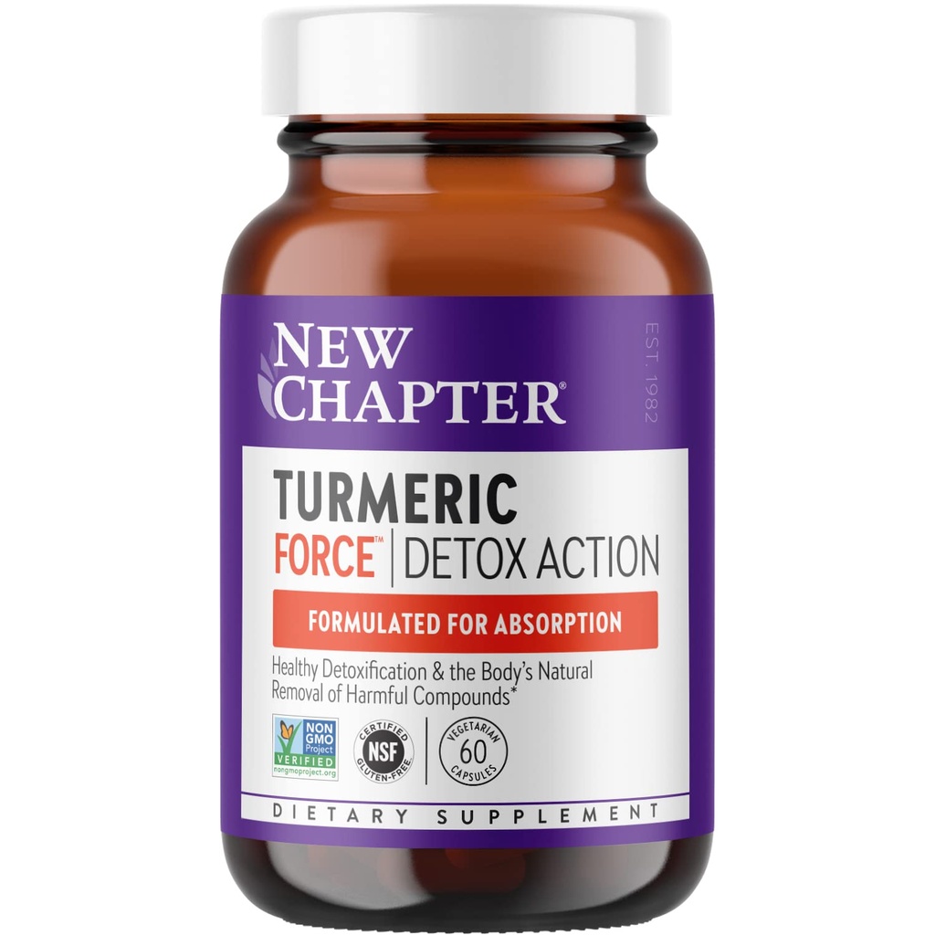 Nová kapitola dodatek k kurkumě + denní detox kurkuma síly detox akce se zeleným čajem + Ginger + NO Black Pepper Need + NonGMO ingredience Vegetariánská kapsle, 60 Počet