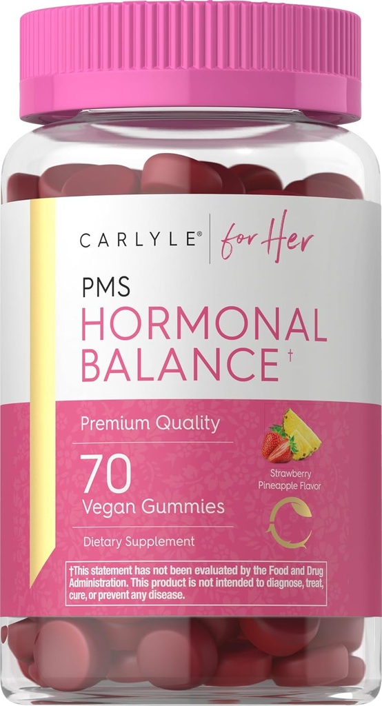 Carlyle Hormonální bilance pro ženy & PMS dodatek 124; 70 Gummie 124; Vitamin komplex 124; se železem 124; Vegan, Non- GMO, gluten zdarma 124; pro ni