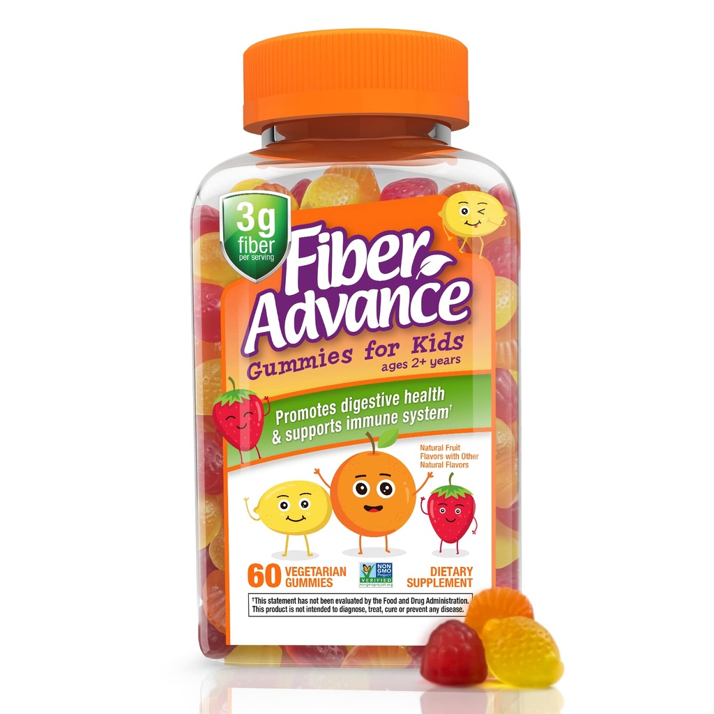 Vláknina Advance Gummies for Kids CLAS124; 100% rostlinného vlákna doplňky pro stravitelné zdraví CLAS124; Prebiotická vláknina CLAS124; Vitamíny pro děti CLAS124; Gluten Free, Vegetarian, & Non- GMO, 60 Počet