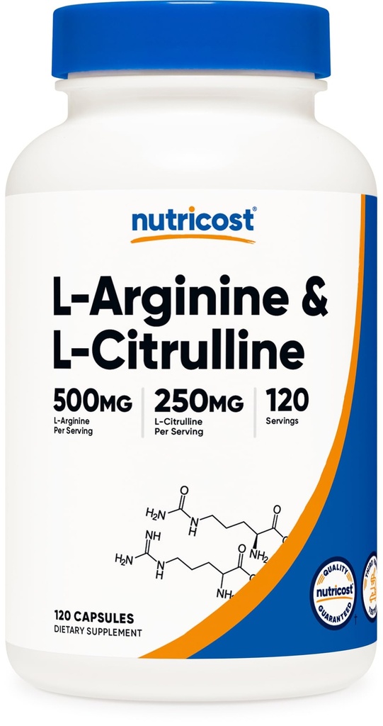Nutricost L- Arginin L- Citrulin Complex 750mg, 120 Kapsle - Non- GMO