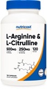 Nutricost L- Arginin L- Citrulin Complex 750mg, 120 Kapsle - Non- GMO