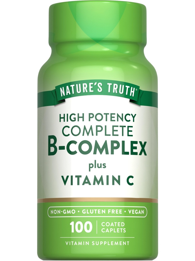 Nature 's Truth Vitamin B Complex Plus Vitamin C 124; 100 Caplet Ibrahim 124; Vegan, Non-GMO & gluten zdarma doplněk