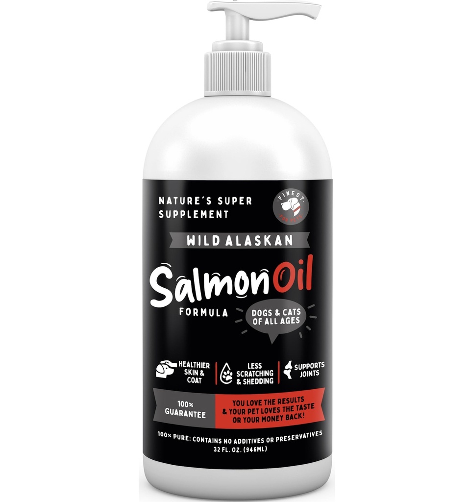 Nejlepší pro zvířata Wild Aljašský losos olej pro psy a kočky - Omega 3 Rybí olej s Pollock & losos pro citlivou pleť & zdraví coat. EPA & DHA Ease Stching, podporuje společné, imunitní a srdeční zdraví (32oz)