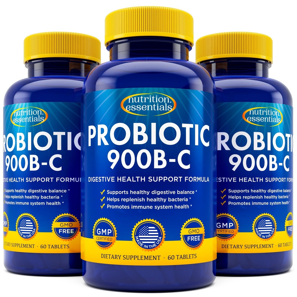 Nutriční essentials Probiotika pro ženy a muže s přírodním enzymem laktázy a prebiotickým fiberem pro stravitelné zdraví - 80 procent + Silnější dodatek pro Gut Health Support - 3 Počet 60 tablet