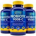Nutriční essentials Probiotika pro ženy a muže s přírodním enzymem laktázy a prebiotickým fiberem pro stravitelné zdraví - 80 procent + Silnější dodatek pro Gut Health Support - 3 Počet 60 tablet