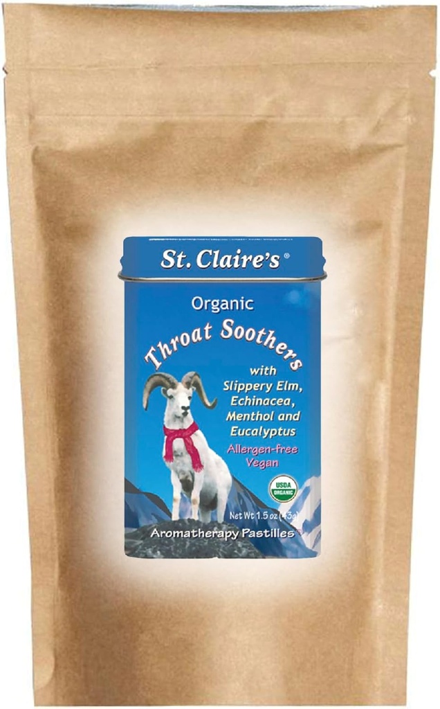 Sv. Claire 's Organics Throat Soothers (8 Ounce Refill Bag) Gluten- Free, Vegan, GMO- Free, Plant- based, Allergen- Free Factory 124; Vyrobeno v našem Allergen- Free Facility