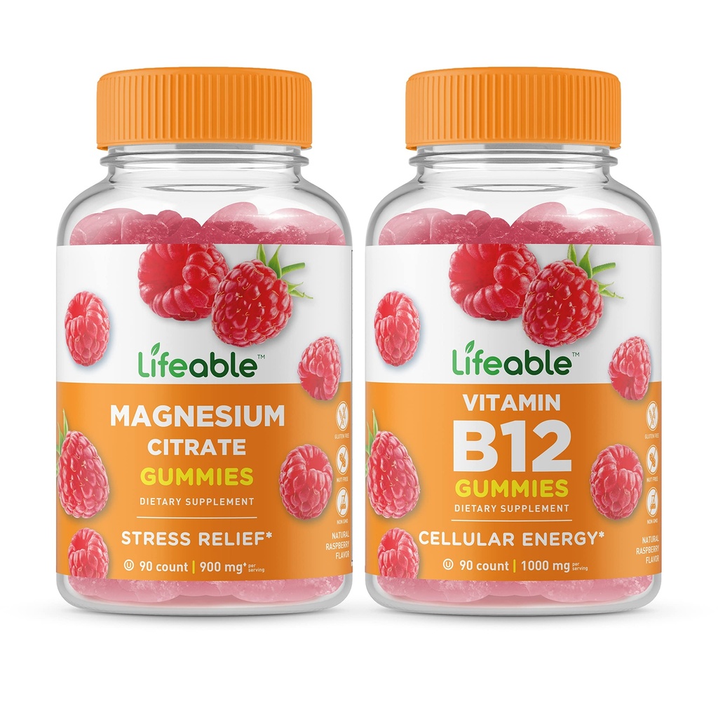 Živý hořčík + vitamín B12, Gummies Bundle - Velký Ochutnávání, Vitamin dodatek, gluten zdarma, GMO zdarma, Žvýkací guma