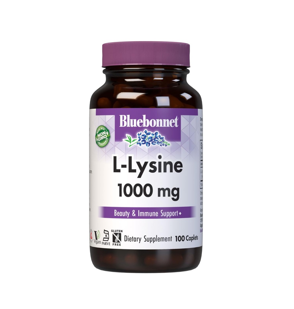 BlueBonnet L- Lysin 1000mg Essential Amino Acids Supplementary - Imunity & Collagen Supplementary for Women & Men - Non- GMO, Vegan & Gluten- Free - 1000 mg L Lysin Per Serving - 100 Caplet