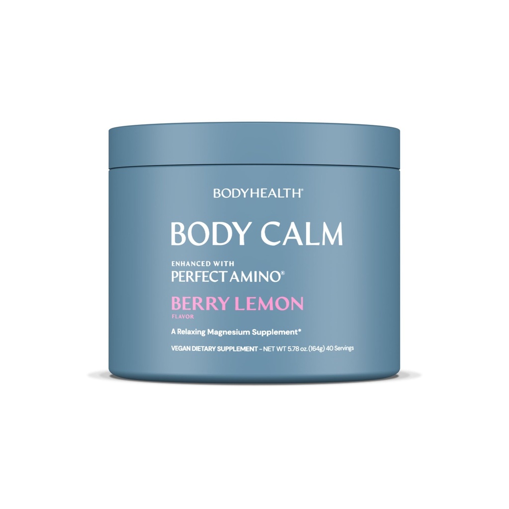 BodyHealth Body Calm Enhanced with PerfectAmino, High Absorption Magnesium Supplement for Men and Women, Magnesium Powder for Sleep, Berry Lemon (40 Služeb)