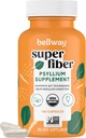 Bellway Super Fiber Kapsle - USDA Organic Psyllium Husk Kapsle - Denní Psylium Husk Fiber dodatek pro stravovací zdraví a regulaci - Plant based, Non- GMO, Kosher - 160 Kapsle