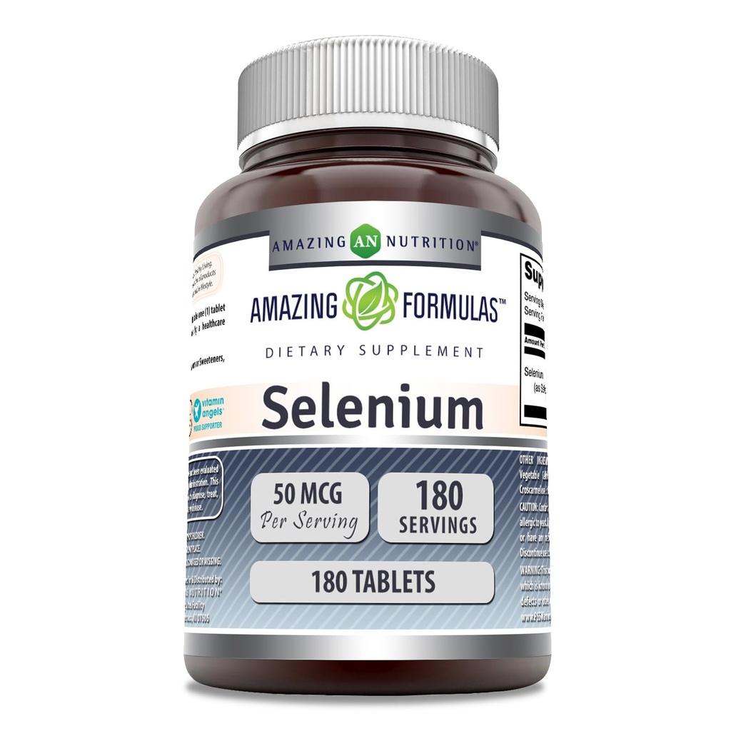Amazing Applicas Selen 50 Mcg per Serving CLANE124; 180 Tablet dodatek CLANE124; Non-GMO CLANE124; Made in USA