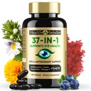 37 v 1 Eye Vitamíny s Lutein a Zeaxanthin dodatek - Oční dodatek s CoQ10, Omega33, Minerály Oční Zdraví Podpora pro dospělé a seniory, Denní Vision dodatek, 120 Černé ponožky
