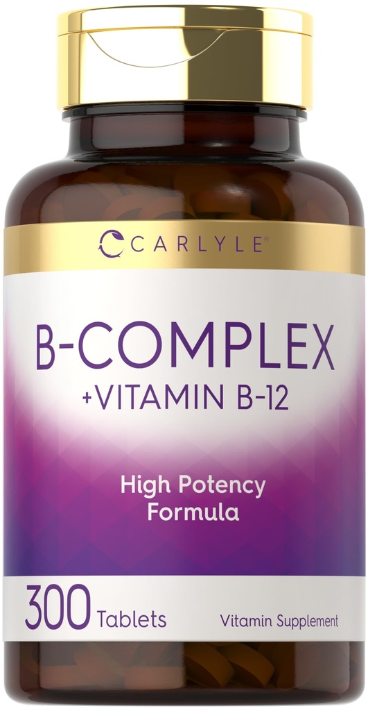 Carlyle B-Complex Vitamin s B12 IR 124; 300 Tablety IR 124; High Potency Formule IR 124; Vegetariánský a non-GMO doplněk