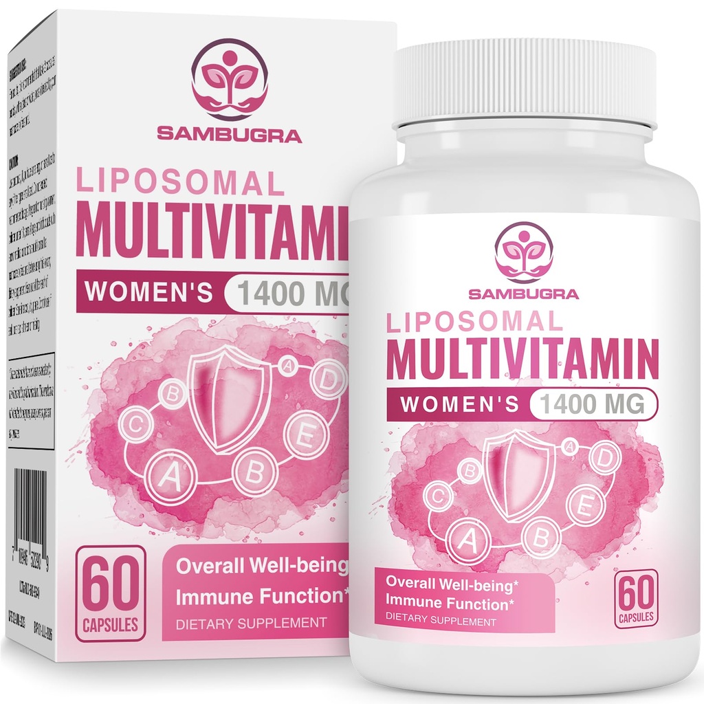 Lipozomální Multivitamin pro ženy 1400MG - Womens Daily Multi Vitamíny Doplňky se železem, vitamín A, C, D, E a B Komplex pro imunitní zdraví, Vlasy & Kožní podpora pro ženy 18 + 560 Vegan Kapsle