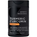 Sportovní výzkum Kurkumin C3 Complex 500 mg, Enhanced & Black Pepper and Organic Coconut Oil for Better Absorption; Non- GMO and Gluten Free - Standardizované 95% Kurkuminoidy (60 Počítání Softgels)