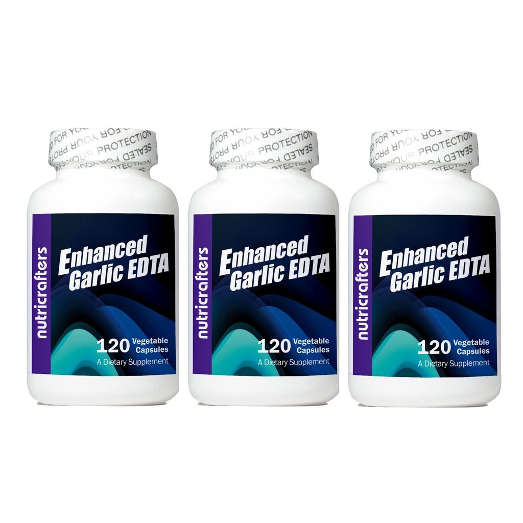 Enhanced Garlic EDTA 120 tobolek - 3 balení - 1000mg High potency Calcium Dinatrium EDTA Formule - No Magnesium Sterát nebo hliník obsahující zeolit - 1,000mg denně -3 Lahvičky 120 kapslí