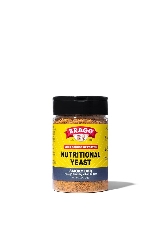 Bragg Nutritional Yeast Smoky BBQ koření - 3 oz - Dairy- Free Parmesan Cheese Substitut - Ideální pro saláty, těstoviny, Popcorn a další