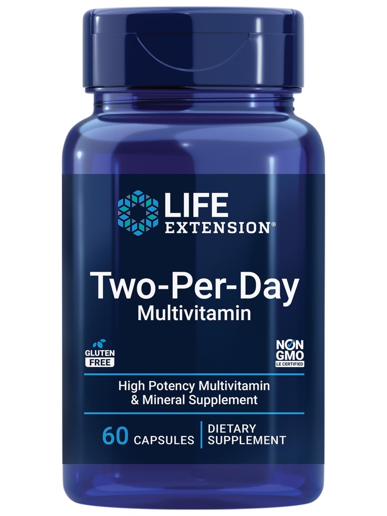 Life Extension Two- Per- Day Multivitamin - pro srdce, mozek, krevní plavidlo a buněčné zdraví - Essential Vitamíny & Minerály pro Well- Bytí - Dva za den - Gluten- Free - Non- GMO - 60 Kapsle