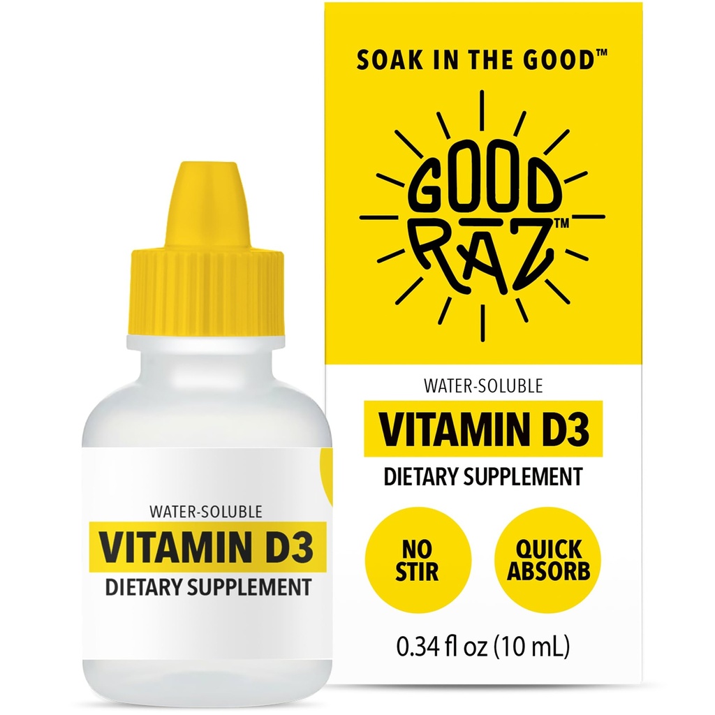 Vitamin D3 Kapky pro dospělé 4- měsíční zásoba - Water- rozpustný tekutý vitamín D, non-GMO, Kosher dodatek - Snadné Absorb, No Stir, Flavorless D3 kapalný pro potraviny nebo nápoje
