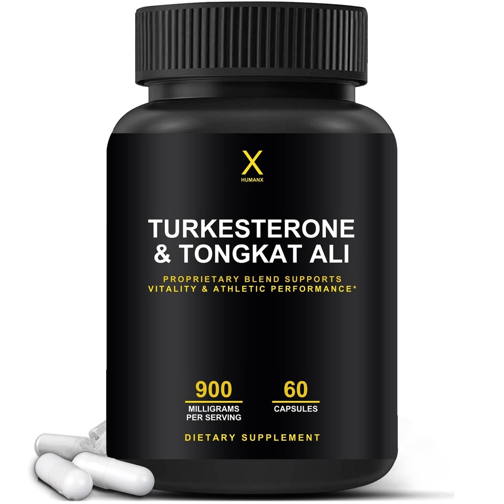 HUMANX Turkesterone & Tongkat Ali 900mg - Podporuje energii, Staminu a svalovou obnovu a růst - Turkesteron dodatek - Tongkat Ali dodatek - Long Jack Extract (Eurycoma Longifolia)