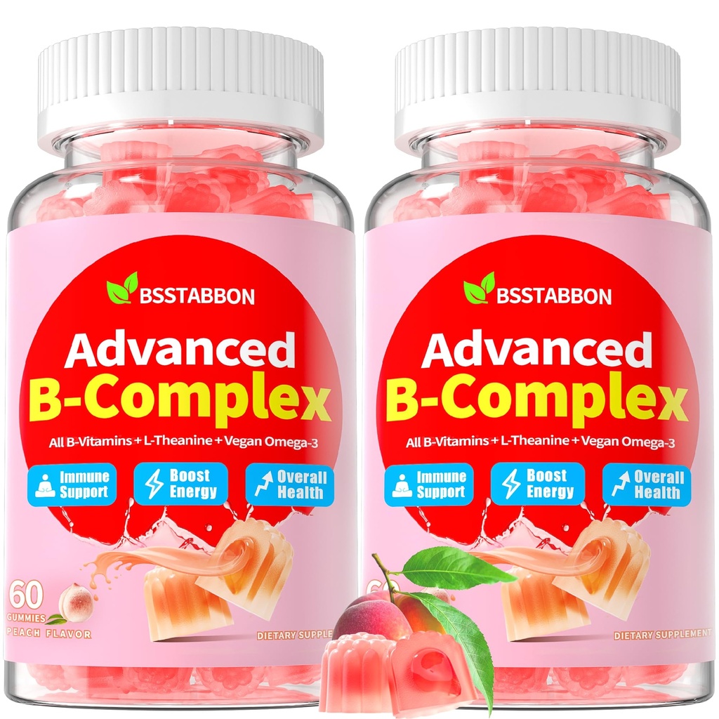 Organic Methylovaný vitamin B Gummies: Přírodní komplex doplněk s B1 B2 B3 B6 B7 B9 B12 Plus D3 zink Magnesium Ashwagandha Omega3 - Energetická podpora pro práci dospělých žen (120Count)