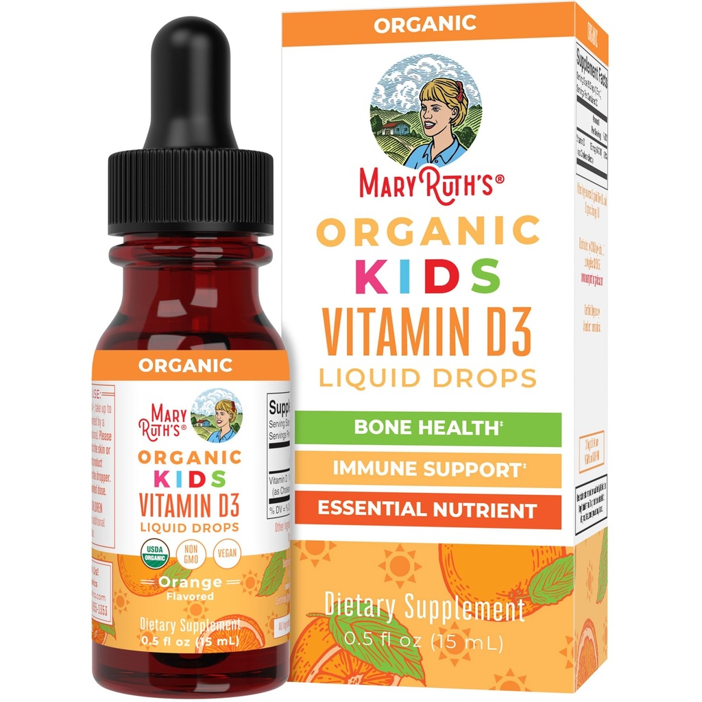 MaryRuth Organics USDA Organic Vitamin D3 Tekuté Kapky pro děti Vitamin D3 per Serving Vitamin 124; Dětská imunitní podpora a Kostní Zdraví Dodatek Vitamin 124; Vyrobeno pro věky 4-13 Vitamin 124; 0.5oz Vitamin D3 per Serving 124; 30 Servings