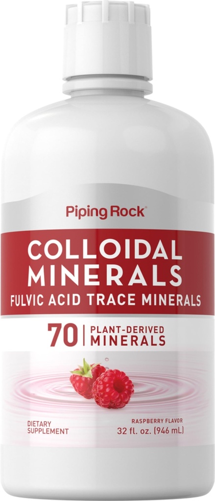 Piping Rock Koloidní Minerály kapalné 124; 32 fl oz cr124; Fulvic Acid cr124; 70 Plant Derived Trace Minerály 124; Raspberry Flavor cr124; Vegetarian, Non- GMO, gluten zdarma dodatek