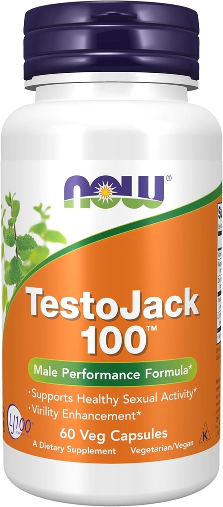 Nyní Potraviny doplňky, TestoJack ™ 100 s LJ100 ®, silný standardizovaný extrakt Tongkat Ali (Eurycoma longifolia), Tribulus a ZMA ®, 60 Veg Kapsle