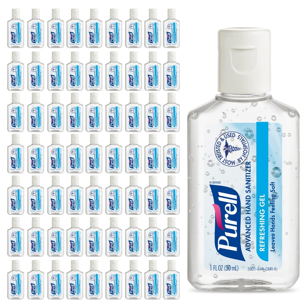 Purell Advanced Hand Sanitizer Refreshing Gel, Clean Scent, 1 fl oz Travel Size flip- Cap Bottle (Balení po 72) - 3901-72-CMR