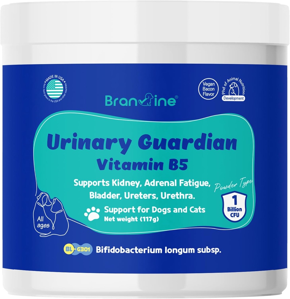 Moč Guardian pro psy a kočky - podporuje ledviny, adrenální únava, močová měchýř, Urethers, Urethra, Vegan Bacon Flavor (117g) (Vitamin B5)