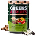 Nutrology Green & Fruits Powder- Přirozeně sourced Superfood, Beet Powder, Houbová směs, Probiotika, Digestivní Enzymy, Vlákna, Antioxidanty, Imunitní podpora, Gluten Free - Vanilla Skořice