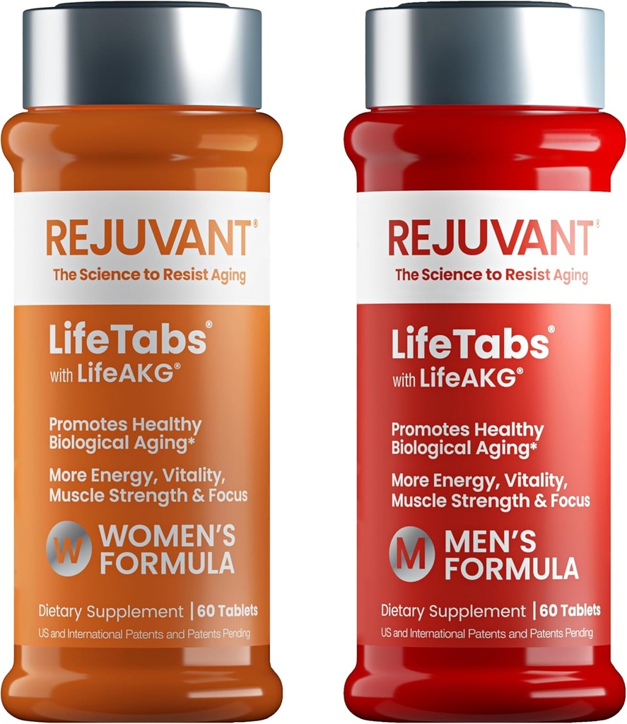 Rejuvantní mužský a dánský doplněk AKG Longevity - 2 balení (1 pánský + 1 ženský) 1000MG 98% čistý vápenatý alpha- ketoglutarát - patentovaný Udržitelný - uvolňovací vzorec pro buněčné opravy a vitalitu