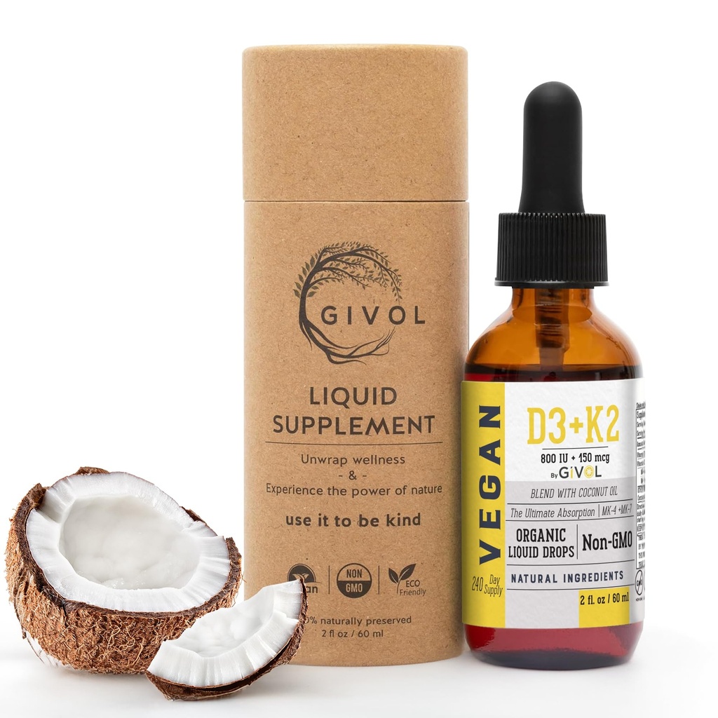 D3 + K2 Kapalné Kapky s MK- 4 & MK-7 -Non- GMO, gluten- Free, Sugar- Free, Easy Absorpce, Tekutý sprej pro děti a dospělé - 2 Fl Oz / 60 ml, 240 Day Supply
