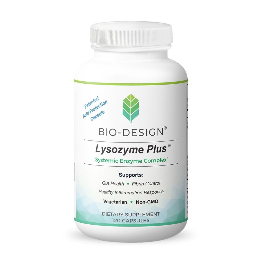 Komplex systémového enzymu Lysozyme Plus - Broad Spectrum & Vysoce aktivní vegetariánské enzymy - Podporuje Gut Health, Fibrin & Inflysis Control - 120 Kapsle