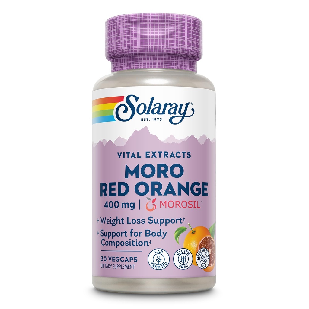 SOLARAY Moro Red Orange - Morosil Weight Loss Supplement pro ženy a muže - Klinicky studovaný krevní pomerančový extrakt - Složení těla, Podpora hubnutí, Gluten zdarma, 60denní záruka, 30 VegCaps