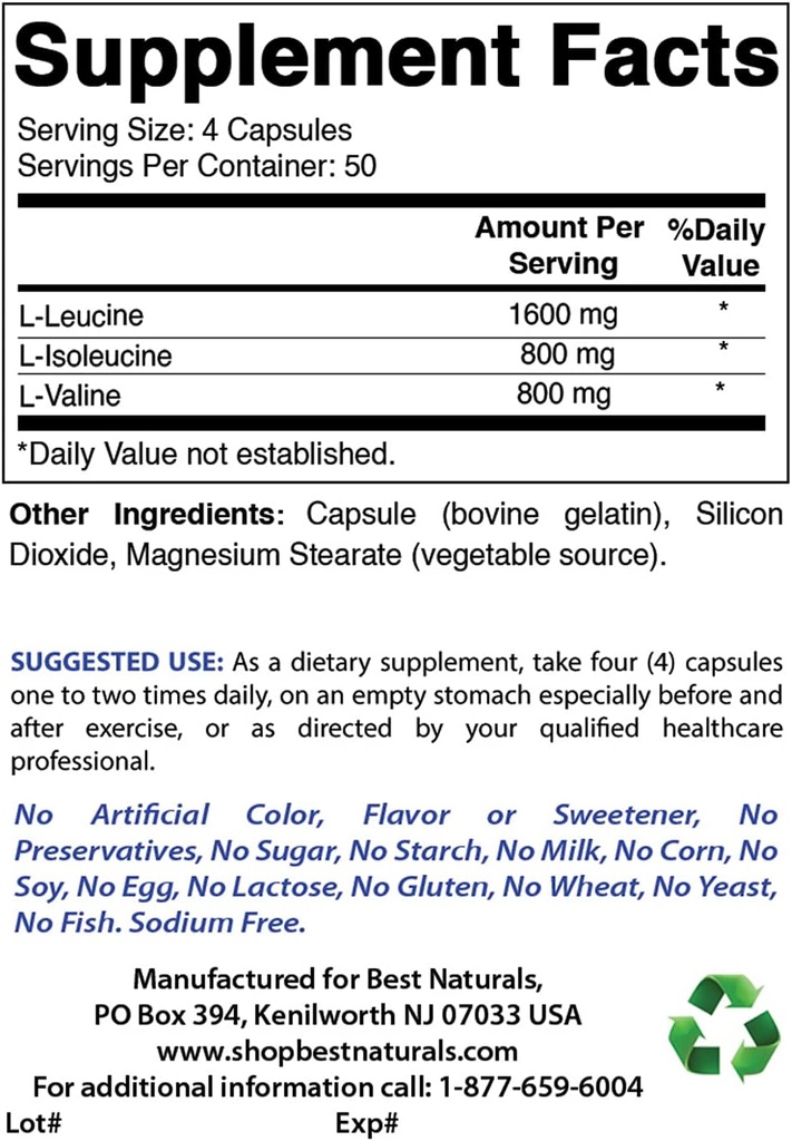 Nejlepší Naturals BCAA 3200mg & B-100 Complex