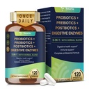 Totaria 5- in-1 60 Billion CFU Probiotická Prebiotická & Postbiotická pro ženy a muže, w / Digestive Enzymy, Slippery Elm, Denní kompletní Gut zdraví, Digestive & Imunitation Support, 4 Měsíční dodávky, Vegan