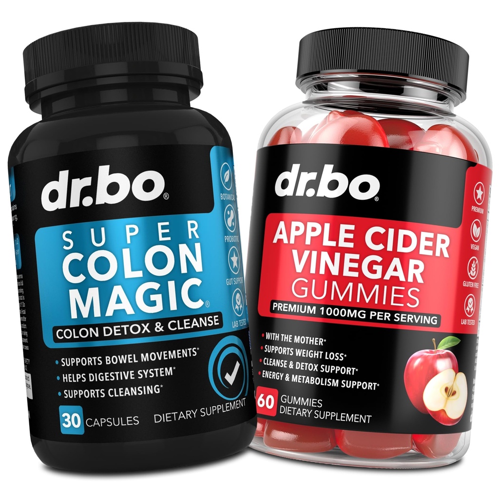 Colon Cleanser Detox & ACV Apple Cider Ocet Gummea - 15 Day Colon Cleanse pilulky Flush & Probiotic & ACV Gummies doplňky - Bowel Hnací doplňky pro střevní žaludek Bloating Gut Podpora