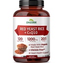 Extra síla červená kvasinková rýže s CoQ10 - 20X Koncentrovaná 1200mg červená kvasinková rýže dodatek s Niacin CoQ 10 a BioPerine pro zvýšení absorpce - Non- GMO Vegan & ISO Lab Tested (75 Služeb)