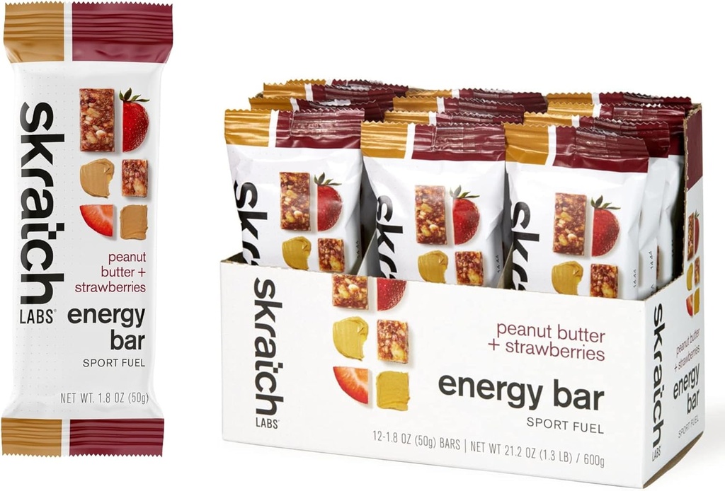 SKRATCH LABS Energy Bar CLAN124; Arašídové máslo + Jahody (12 balení) CLAN124; Plant Based Health Snack CLAN124; Nízký cukr - 5g protein CLAN124; non-gmo, bezlepkové, sójové, veganské, košer