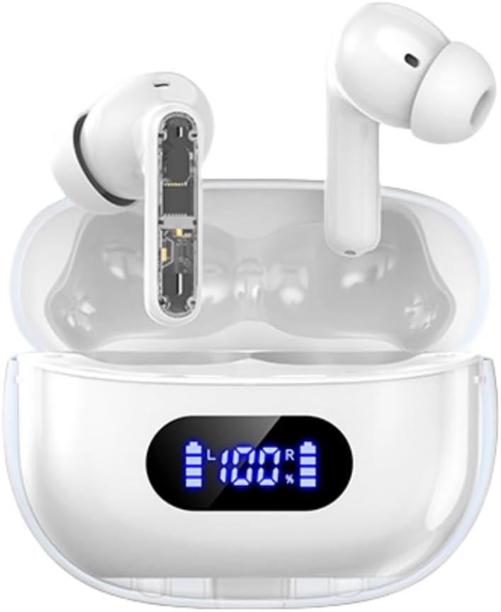 Bezdrátové sluchátka P1 PRO, sluchátka bezdrátová Bluetooth sluchátka s čirým volání Mics Ušní Budy, Pohodlné Fit, IPX7 Vodotěsný Dlouhé baterie Life, 30H Playtime pro sportovní cvičení