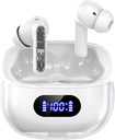 Bezdrátové sluchátka P1 PRO, sluchátka bezdrátová Bluetooth sluchátka s čirým volání Mics Ušní Budy, Pohodlné Fit, IPX7 Vodotěsný Dlouhé baterie Life, 30H Playtime pro sportovní cvičení