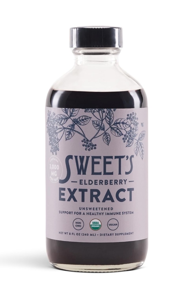 Organic Elderberry Extract CLAS124; Neslazená Elderberry Imunitary Support CLAS124; Vegan CLAS124; Keto a Diabetic Friendly CLAS124; 8 fl oz Bottle CLAS124; Alkoholo- Free CLAS124; Certified USDA Organic
