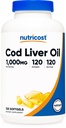 Nutricost Cod Jaterní olej 1000mg, 120 Softgels - Non- GMO & gluten zdarma
