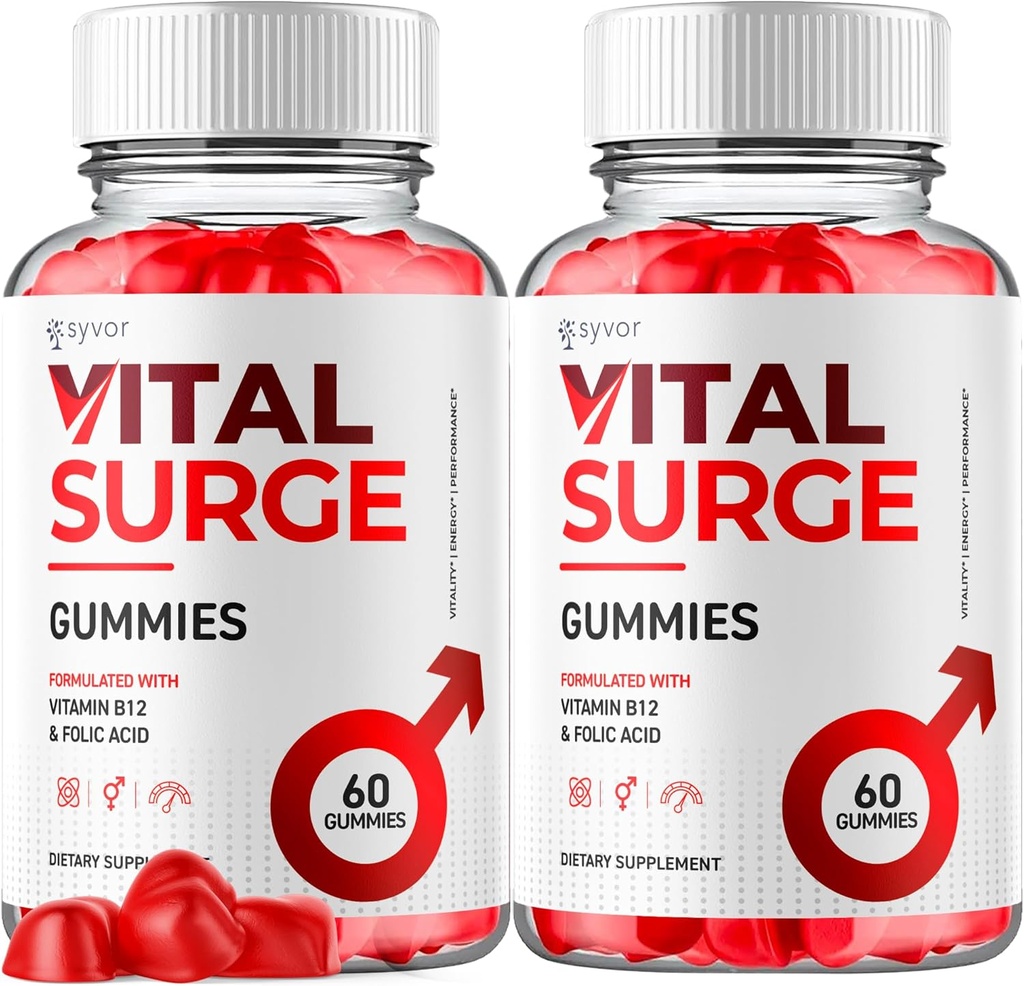 (2 Pack) Vital Surge Gummies, Oficiální Vital Surge Maximální síla 1000MG Pokročilý doplněk Gummies, VitalSurge Mens Detox Dodatek, Vitasurge Gomitas Žvýkání s přírodními přísadami (120 Gummies)