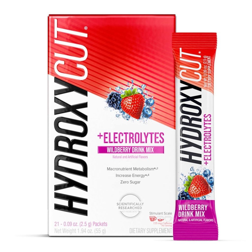 Hydroxycut Drink Mix - Pokročilý výsledek - Metabolismus & Energy Support - C. Canephora Robusta Extract, 135 mg Caffeine & B Vitamíny - pro muže a ženy - Wildberry Blast - 21 Stick Packs